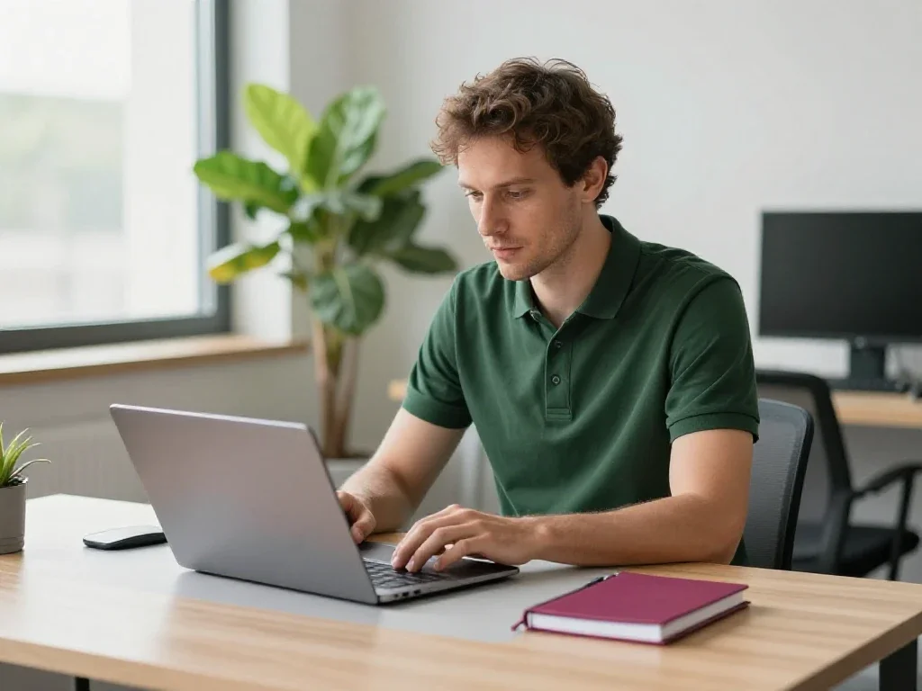 Un professionnel français utilise un équipement informatique moderne illustrant les technologies de travail actuelles.